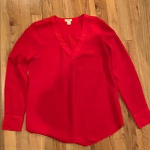 Red J Crew Silky Shirt